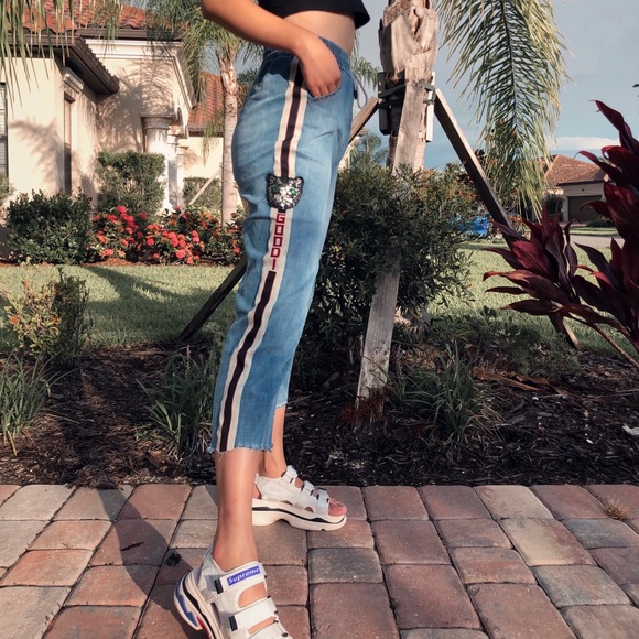 vintage elastic waist jeans with side design 🦋 - Picture 3 of 4